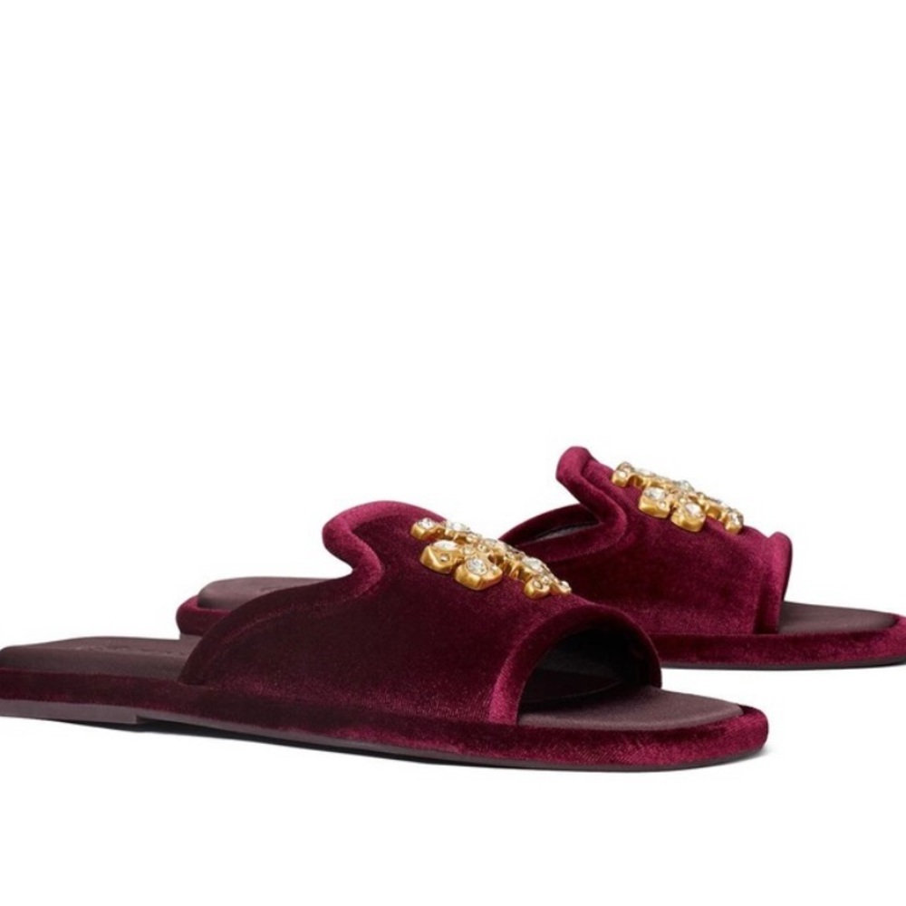 NWT Tory Burch Embellished Logo Velvet Scandals, Be summer ready with this. - Picture 2 of 15